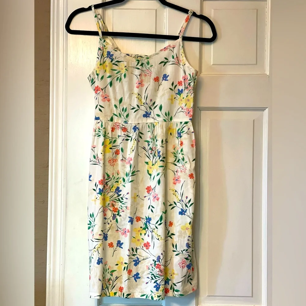Old Navy White Floral Sundress with Yellow, Blue, Pink and Green Accents